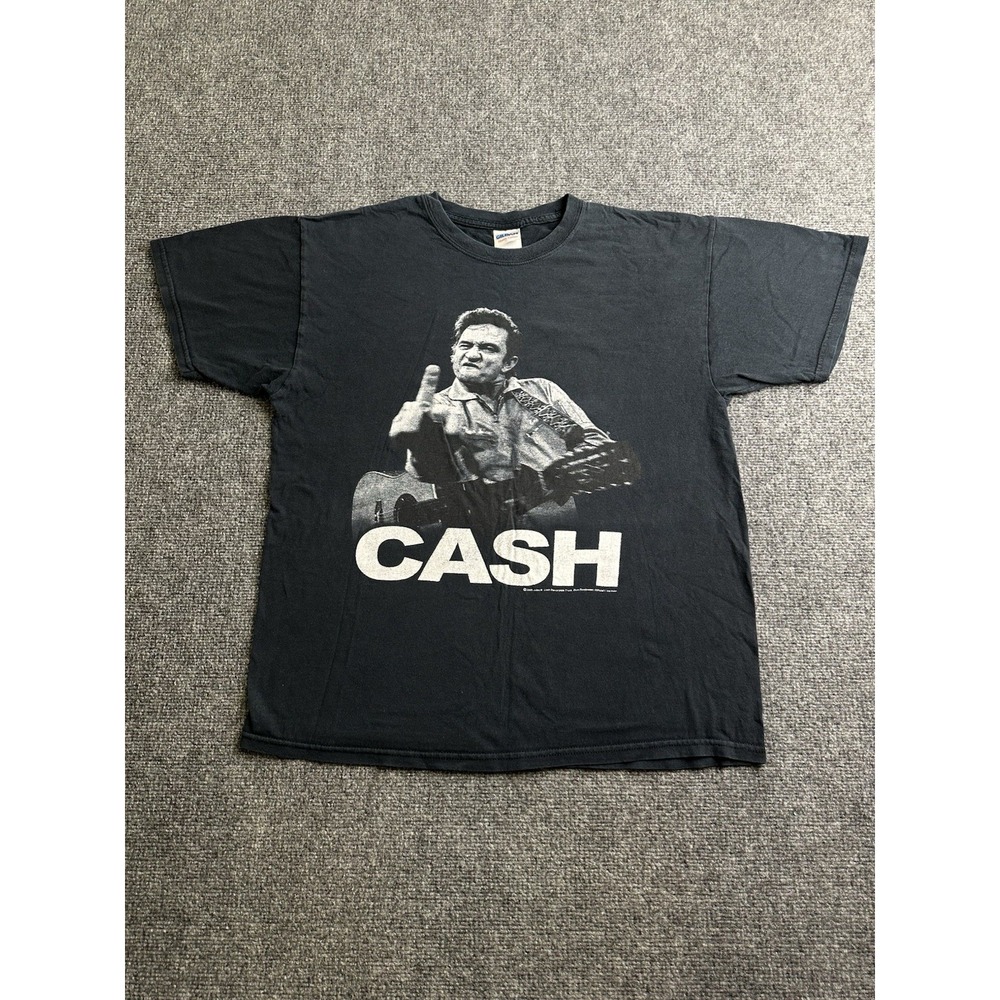 Mens 2009 Johnny Cash Graphic Music T-Shirt Faded Black, Size L